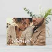 モデン金ゴールドカラーミニマルリハーサル夕食写真 招待状 (スタンド正面)