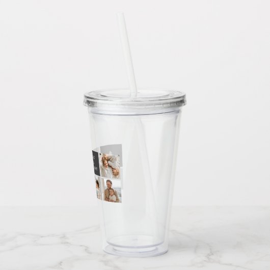モデン3コラージュ写真とグレーの最高の家族ギフト アクリルタンブラー (左)