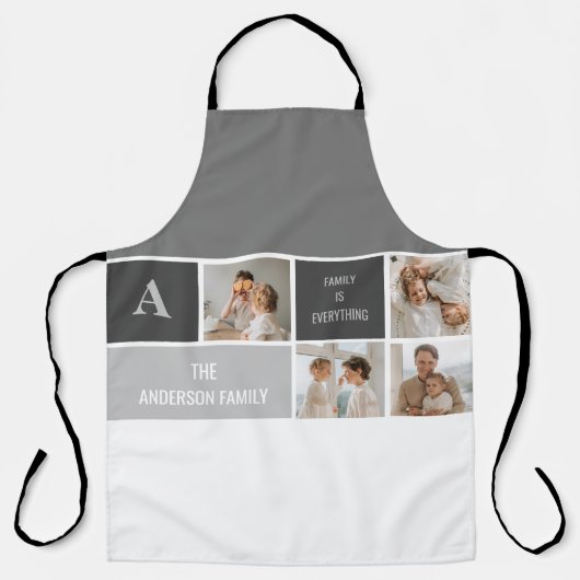 モデン3コラージュ写真とグレーの最高の家族ギフト エプロン (正面)