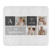 モデン3コラージュ写真とグレーの最高の家族ギフト カッティングボード (正面)