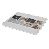 モデン3コラージュ写真とグレーの最高の家族ギフト カッティングボード (角)