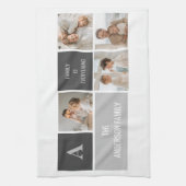 モデン3コラージュ写真とグレーの最高の家族ギフト キッチンタオル (縦)