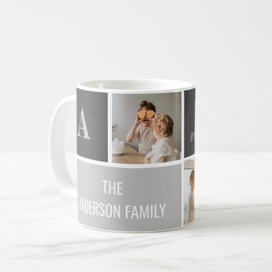 モデン3コラージュ写真とグレーの最高の家族ギフト コーヒーマグカップ (正面左)