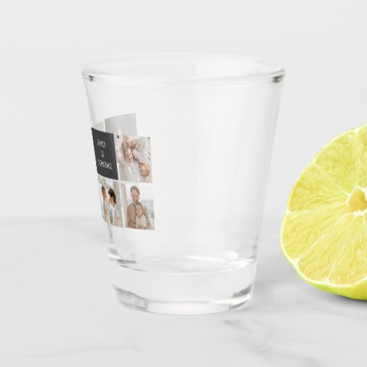 モデン3コラージュ写真とグレーの最高の家族ギフト ショットグラス (右)