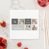 モデン3コラージュ写真とグレーの最高の家族ギフト スタンダードランチョンナプキン (インサイチュ)