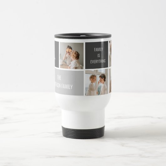 モデン3コラージュ写真とグレーの最高の家族ギフト トラベルマグ (中央)