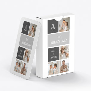 モデン3コラージュ写真とグレーの最高の家族ギフト トランプ