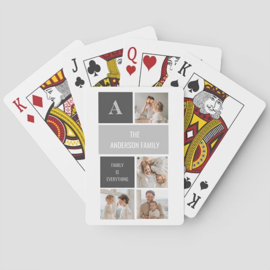 モデン3コラージュ写真とグレーの最高の家族ギフト トランプ (裏面)
