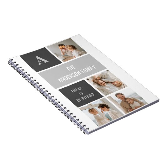 モデン3コラージュ写真とグレーの最高の家族ギフト ノートブック (右側)