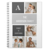 モデン3コラージュ写真とグレーの最高の家族ギフト ノートブック (正面)