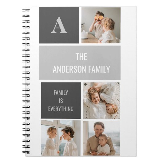 モデン3コラージュ写真とグレーの最高の家族ギフト ノートブック (正面)