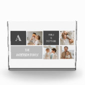 モデン3コラージュ写真とグレーの最高の家族ギフト フォトブロック (正面)