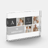 モデン3コラージュ写真とグレーの最高の家族ギフト フォトブロック (左)