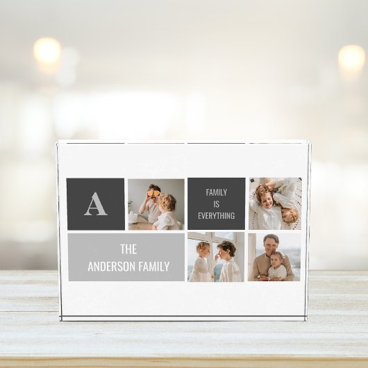 モデン3コラージュ写真とグレーの最高の家族ギフト フォトブロック