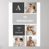 モデン3コラージュ写真とグレーの最高の家族ギフト ポスター (正面)