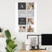 モデン3コラージュ写真とグレーの最高の家族ギフト ポスター (ホームオフィス)