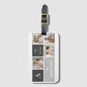 モデン3コラージュ写真とグレーの最高の家族ギフト ラゲッジタグ (正面縦)