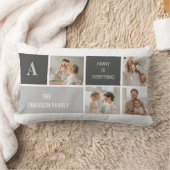 モデン3コラージュ写真とグレーの最高の家族ギフト ランバークッション (ブランケット)