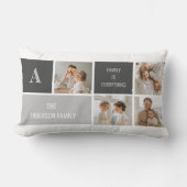 モデン3コラージュ写真とグレーの最高の家族ギフト ランバークッション (正面)