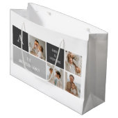 モデン3コラージュ写真とグレーの最高の家族ギフト ラージペーパーバッグ (正面アングル)