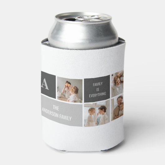 モデン3コラージュ写真とグレーの最高の家族ギフト 缶クーラー (缶正面)
