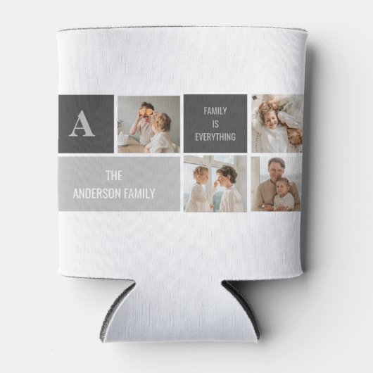モデン3コラージュ写真とグレーの最高の家族ギフト 缶クーラー (正面)