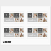 モデン3コラージュ写真とグレーの最高の家族ギフト 長方形シール (シート)