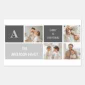 モデン3コラージュ写真とグレーの最高の家族ギフト 長方形シール (正面)