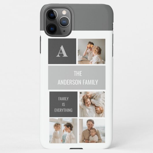 モデン3コラージュ写真とグレーの最高の家族ギフト iPhoneケース (裏面)