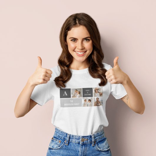 モデン3コラージュ写真とグレーの最高の家族ギフト Tシャツ