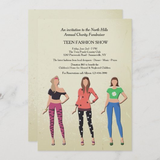 モデ10代のルファッション表示招待状 招待状 (正面/裏面)