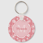 モトガーリーラムかわいいピンクのデイジー花と名前 キーホルダー (正面)