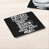 モトクおもしろいロスMXパパ#1ファンダートバイクコーチ スクエアペーパーコースター (アングル)