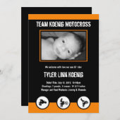 モトクロスの土のバイクの誕生の発表(オレンジ) 案内状 (正面/裏面)