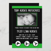 モトクロスの土のバイクの誕生の発表(緑) 案内状 (正面/裏面)