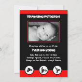 モトクロスの土のバイクの誕生の発表(赤か黒) 案内状 (正面)