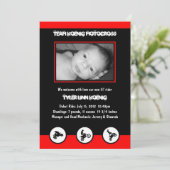 モトクロスの土のバイクの誕生の発表(赤か黒) 案内状 (スタンド正面)