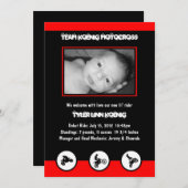 モトクロスの土のバイクの誕生の発表(赤か黒) 案内状 (正面/裏面)