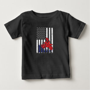 モトクロスの米国旗の土のバイク ベビーTシャツ