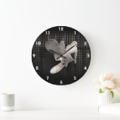 モトクロスの鞭; クールな黒 ラージ壁時計 (ホーム)