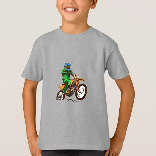 モトクロスアメリカ国旗のダートバイクベビーTシャツ Tシャツ (正面)