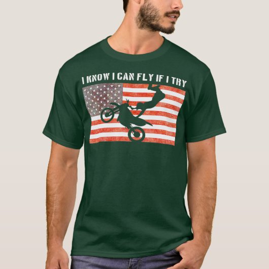 モトクロスエンデューロダートバイクライダー米国国旗 Tシャツ (正面)