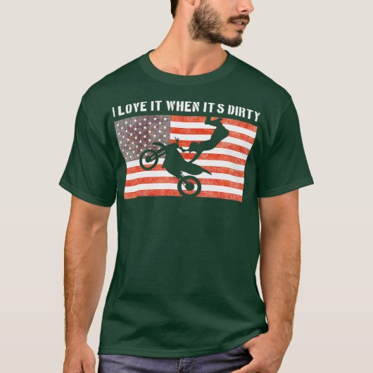 モトクロスエンデューロダートバイクライダー米国国旗 Tシャツ (正面)
