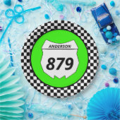 モトクロスカスタムダートバイク番号プレートオングリーン ペーパープレート (パーティー)