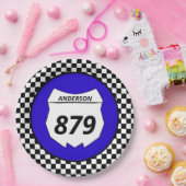 モトクロスカスタムダートバイク番号プレートオンブルー ペーパープレート (パーティー)