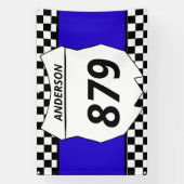 モトクロスカスタムダートバイク番号プレートオンブルー 横断幕 (縦)