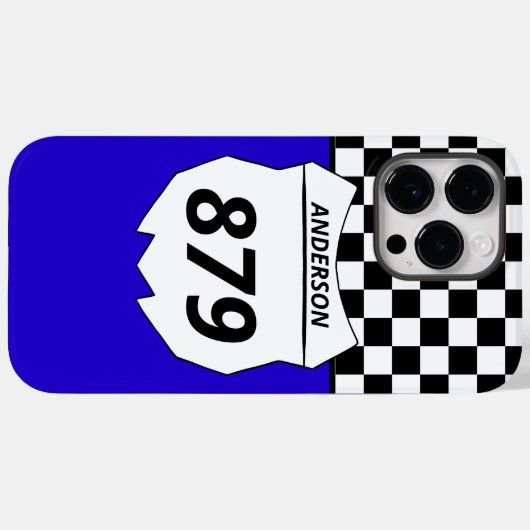 モトクロスカスタムダートバイク番号プレートオンブルー Case-Mate iPhoneケース (裏面 (横))