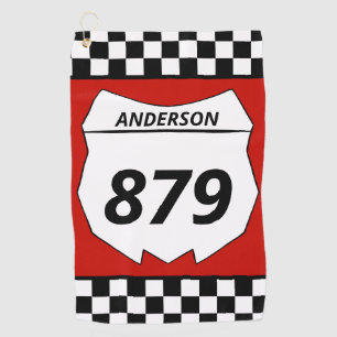 モトクロスカスタムダートバイク番号プレートオンレッド ゴルフタオル