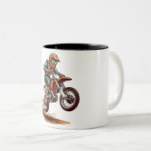 モトクロスジャンプイラストレーションオフロード ツートーンマグカップ (正面右)