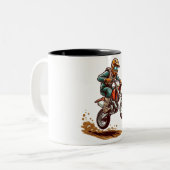 モトクロスジャンプイラストレーションオフロード ツートーンマグカップ (正面左)